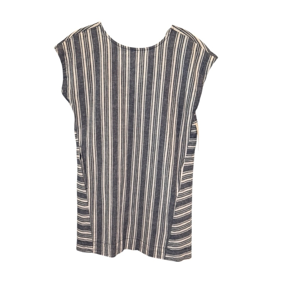 Peyton & Parker Striped Linen Blend Blue and White Dress with Pockets NWT